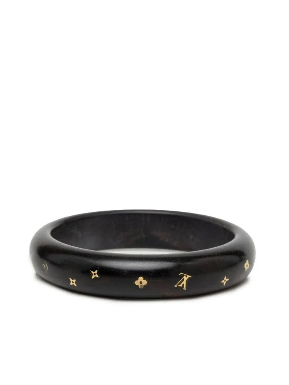 Louis Vuitton Monogram Bracelet Sylvania TPM Bangle M Dark Brown Gold Wood